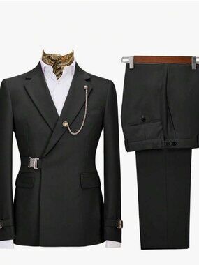 Men’s Buckled Double Breasted Blazer and Pant Set